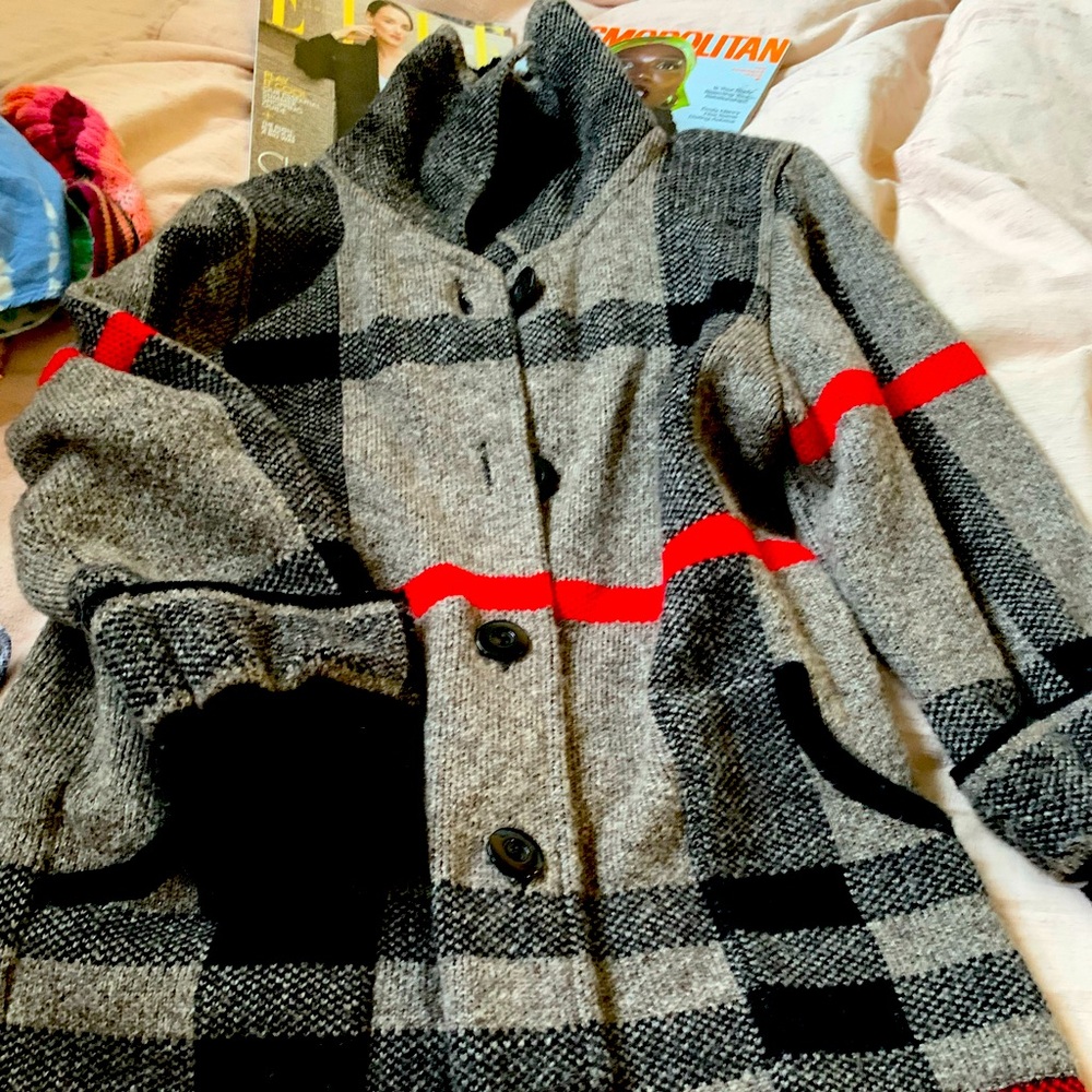 Tartan Print Sweater Coat